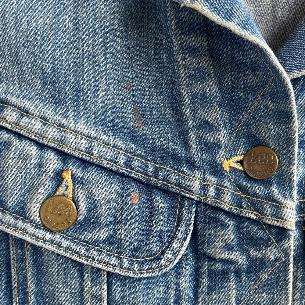 Vintage Lee Denim Jacket Patchwork Light Medium W… - image 4